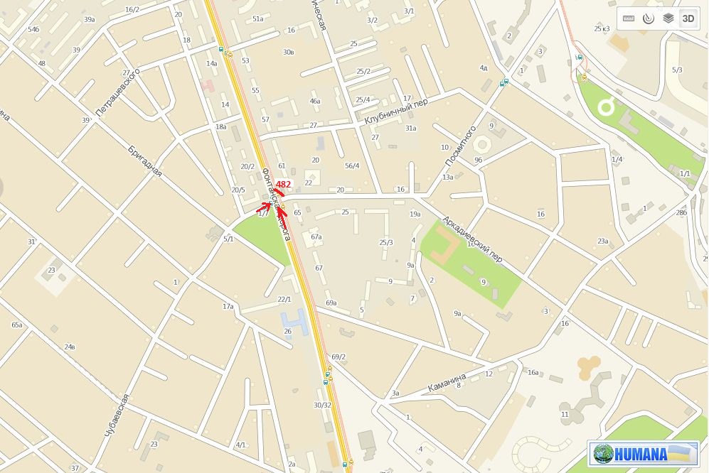 Схема розміщення площини  Фонтанська дор. - вул. Посмітного (сх.  21) (Призма)