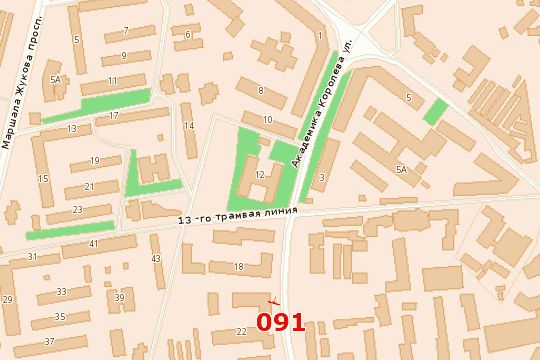 Схема розміщення площини  вул. Академіка Корольова, 18 (ДАЇ)