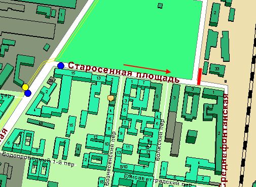 Схема розміщення площини  Старосінна площа, 33 (ліва)
