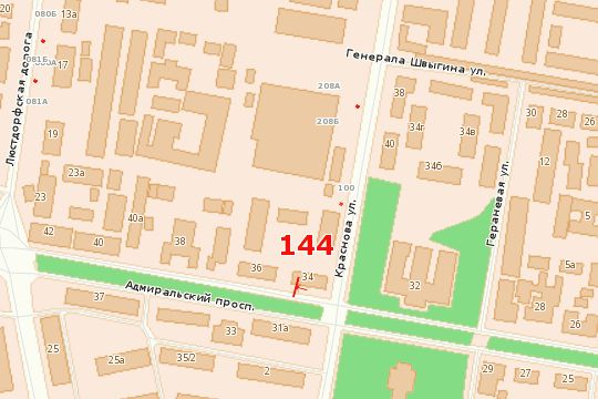 Схема розміщення площини  проспект Адміральський, 34