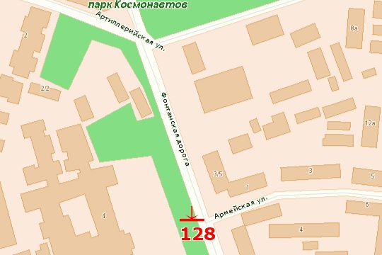 Схема розміщення площини  вул. Армійська, 1 (навпроти) - вул. Фонтанська дорога